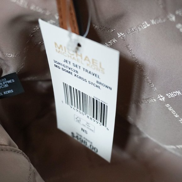 Michael Kors Jet Set Travel Medium Dome Satchel Shoulder Bag MK Brown - Picture 11 of 11